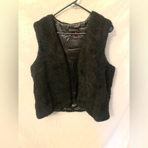 Black faux fur vest